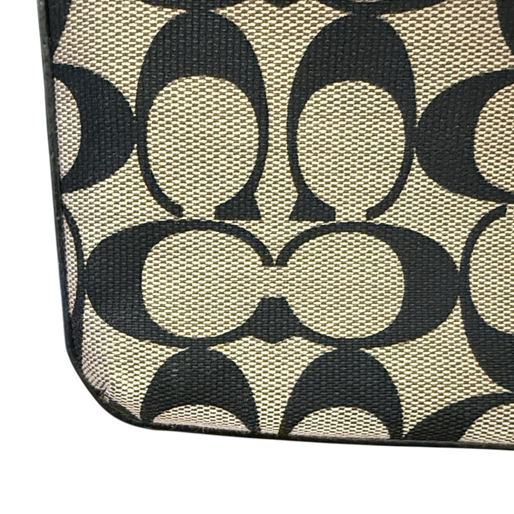 Coach Signature Monogram Crossbody Bag Black Tan Jacquard Canvas Leather Hangtag - Picture 13 of 16